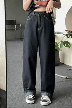 Vintage Dark Wash Boyfriend Jeans - Y2K Fashion Staple for Women's Coquette Aesthetic Outfits