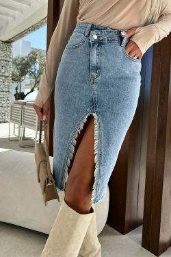 Vintage Denim Daze Maxi Skirt - Y2K Fashion Statement with Coquette Aesthetic and Grunge Style