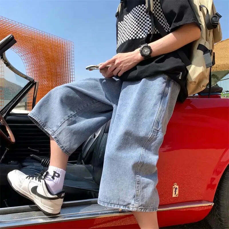 Vintage Denim Jorts: Y2K Aesthetic Cargo Skirt - Grunge & Coquette