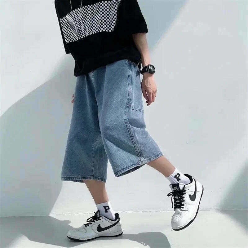 Vintage Denim Jorts: Y2K Aesthetic Cargo Skirt - Grunge & Coquette