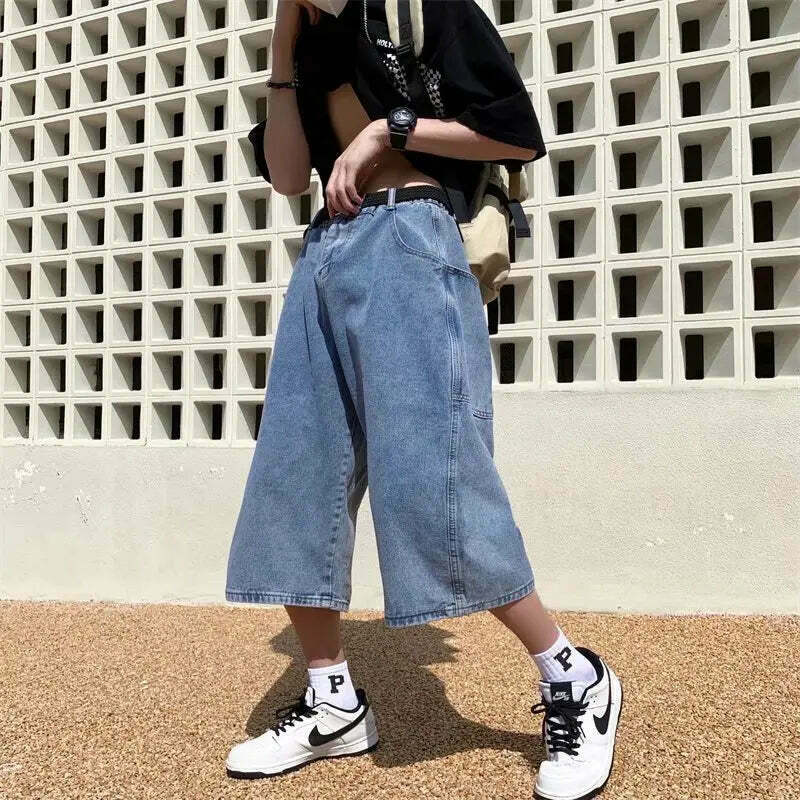 Vintage Denim Jorts: Y2K Aesthetic Cargo Skirt - Grunge & Coquette