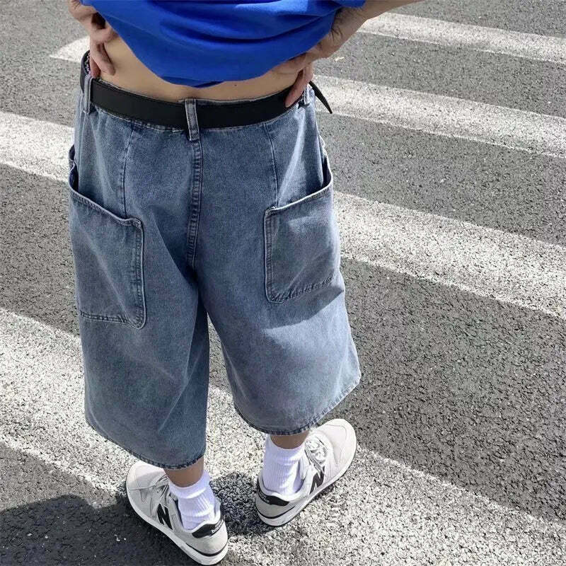 Vintage Denim Jorts: Y2K Aesthetic Cargo Skirt - Grunge & Coquette