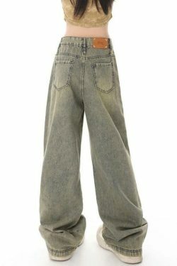 Vintage Distressed Wash Splice Boyfriend Jeans - Y2K Fashion Aesthetic Women's Denim