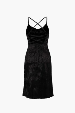 Vintage Dobby Satin Midi Dress - Y2K Aesthetic Fashion for Women - Coquette Style Outfit