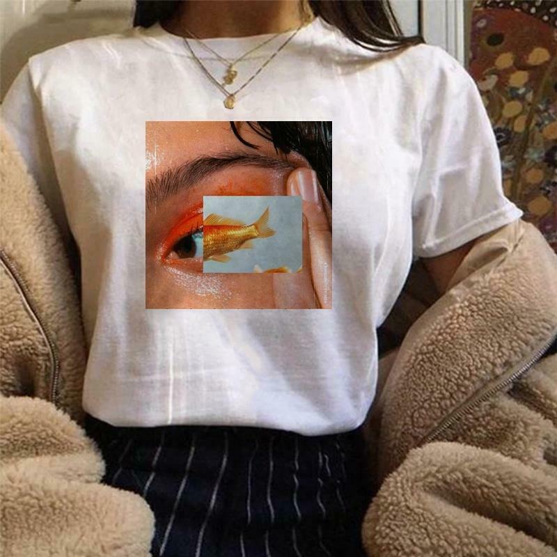 Vintage Eye Fish Graphic Tee - Y2K Aesthetic Shirt for Women - Coquette Style Fashion Top