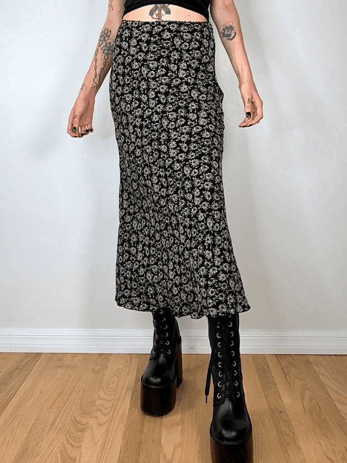 Vintage Floral Allover Midi Skirt - Y2K Fashion with Coquette & Grunge Aesthetics