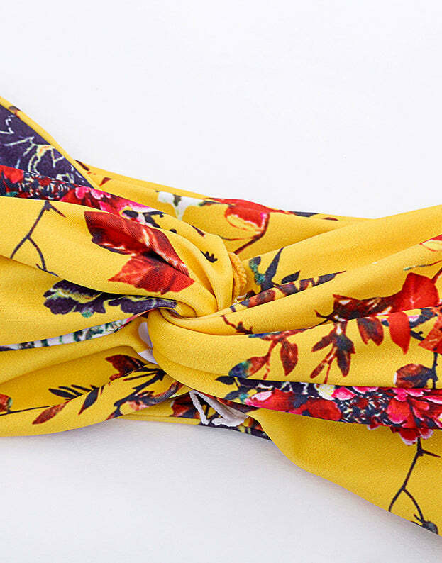 Vintage Floral Bandeau Bikini Set - Y2K Fashion Swimwear with Coquette Aesthetic and Grunge Style