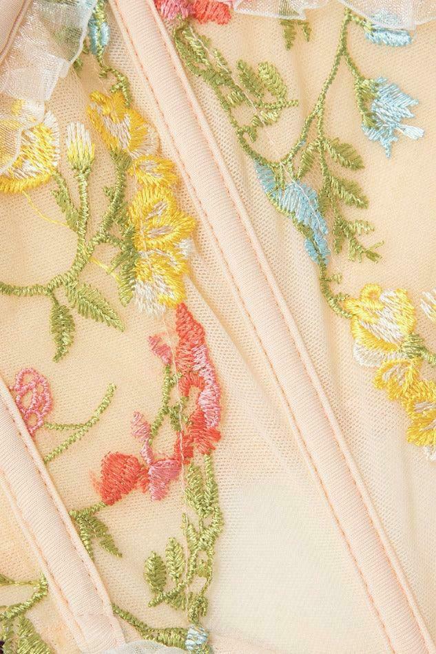 Vintage Floral Embroidered Corset Cami: Y2K Fashion with Coquette Aesthetic
