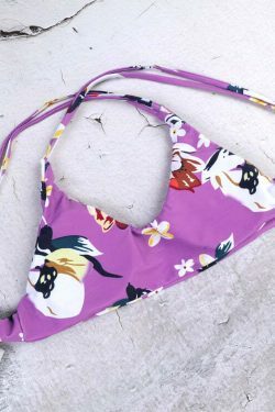 Vintage Floral Halter Bikini Set - Y2K Fashion Swimwear for Women