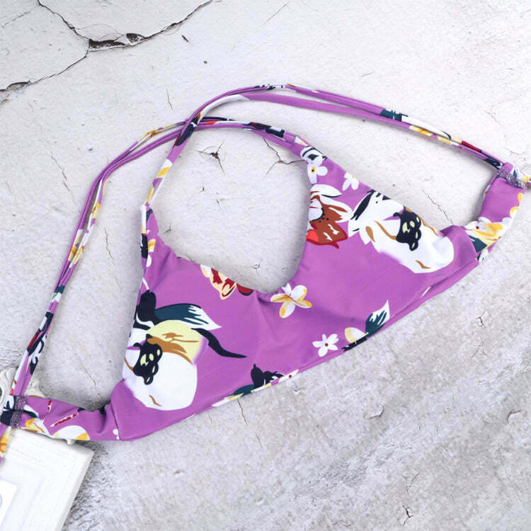 Vintage Floral Halter Bikini Set - Y2K Fashion Swimwear for Women