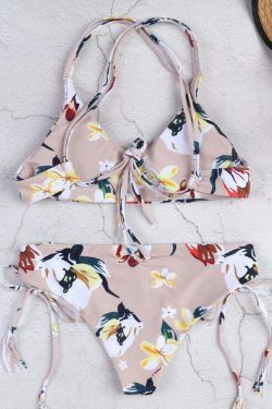 Vintage Floral Halter Bikini Set - Y2K Fashion Swimwear for Women