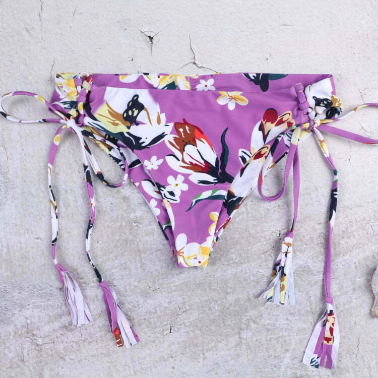 Vintage Floral Halter Bikini Set - Y2K Fashion Swimwear for Women