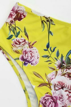 Vintage Floral Halter High Waist Bikini - Y2K Fashion Swimwear for Women