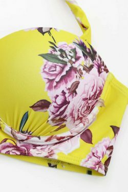 Vintage Floral Halter High Waist Bikini - Y2K Fashion Swimwear for Women
