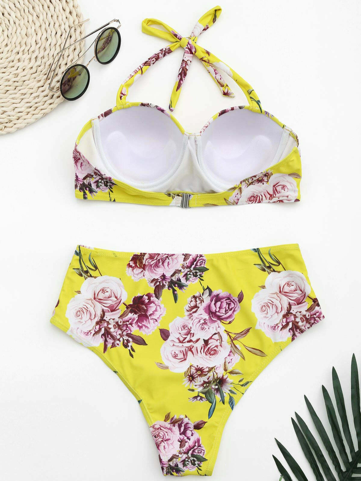 Vintage Floral Halter High Waist Bikini - Y2K Fashion Swimwear for Women