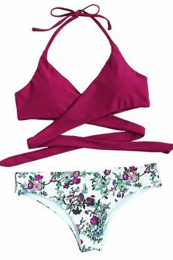 Vintage Flowers Print Front Bikini Set - Y2K Fashion Swimwear for Women