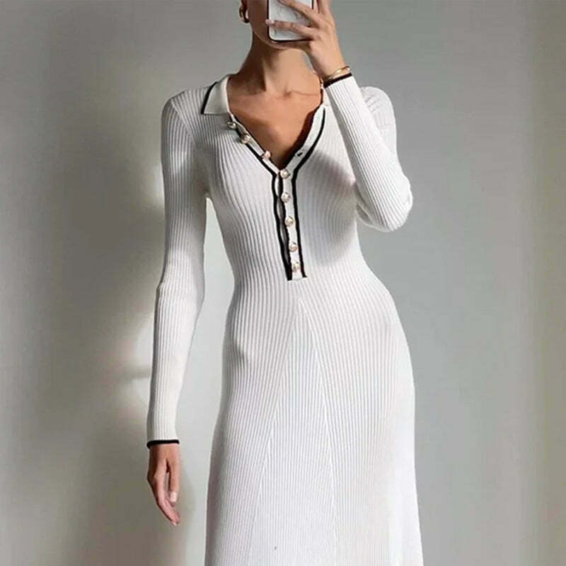 Vintage French V-Neck Dress: Y2K Aesthetic, Coquette & Grunge Fusion, Pastel Goth Elegance - Women's