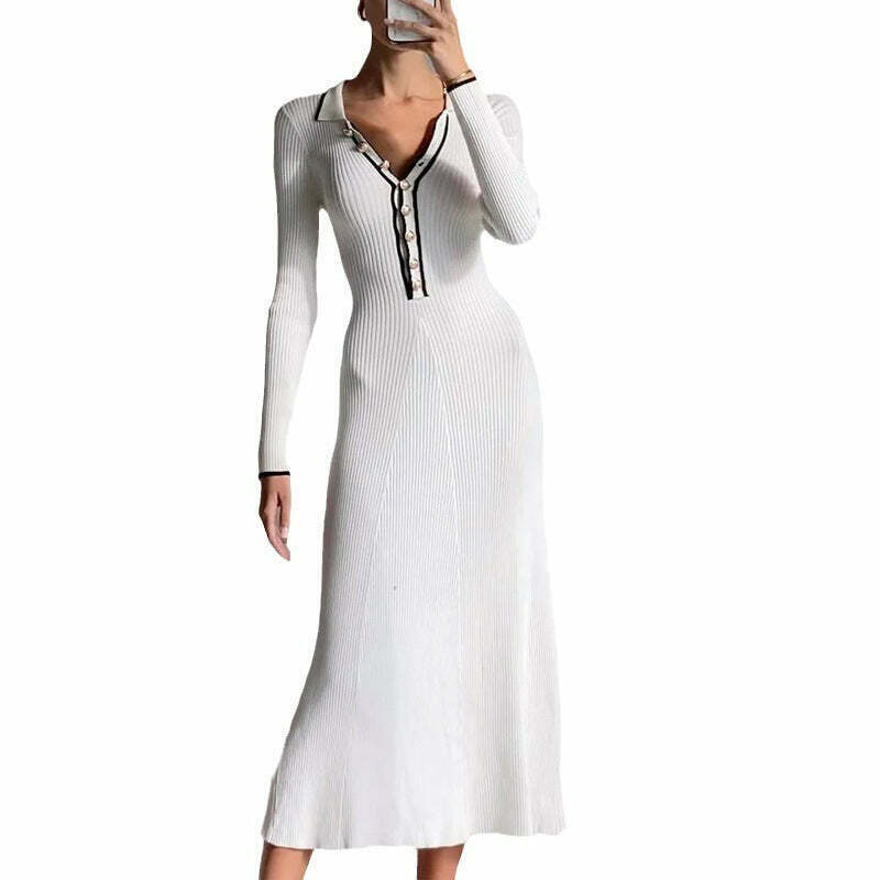 Vintage French V-Neck Dress: Y2K Aesthetic, Coquette & Grunge Fusion, Pastel Goth Elegance - Women's