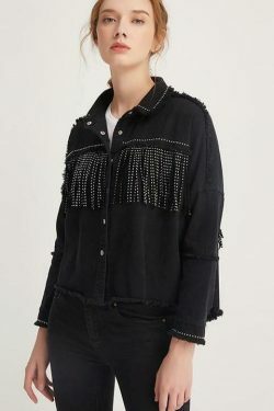 Vintage Fringe Beaded Oversized Jacket - Y2K Fashion Statement Piece for Women