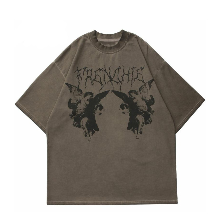 Vintage Gothic Angel Tee - Y2K Fashion with Coquette Aesthetic & Grunge Vibes