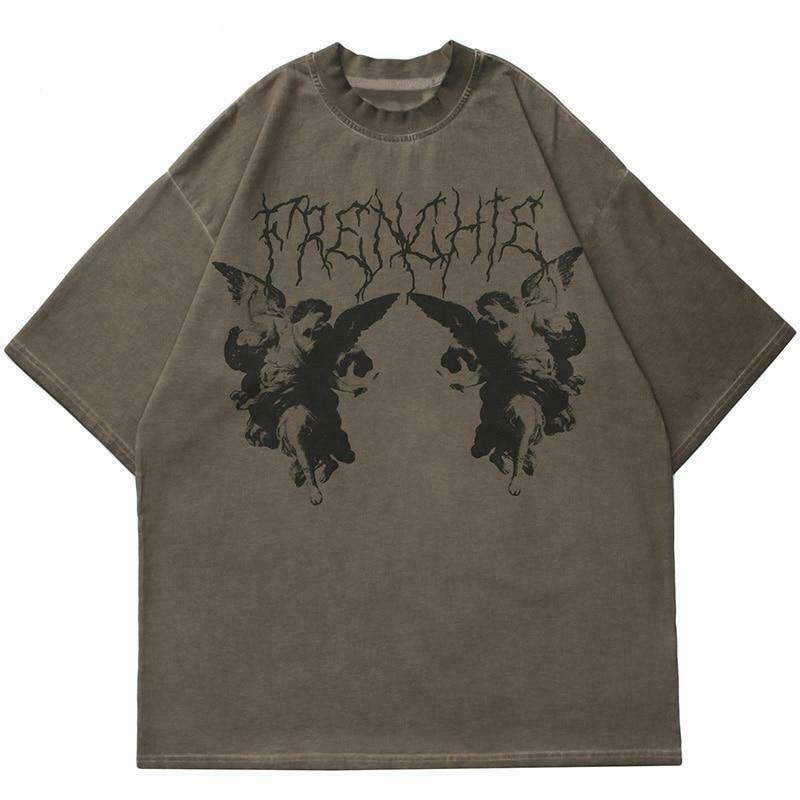 Vintage Gothic Angel Tee - Y2K Fashion with Coquette Aesthetic & Grunge Vibes