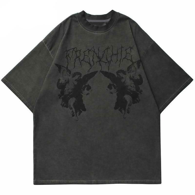 Vintage Gothic Angel Tee - Y2K Fashion with Coquette Aesthetic & Grunge Vibes