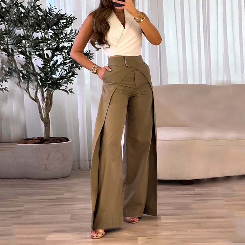 Vintage Green Slim Suit Pants - Y2K Fashion Aesthetic for Women - Coquette Style Grunge Outfits
