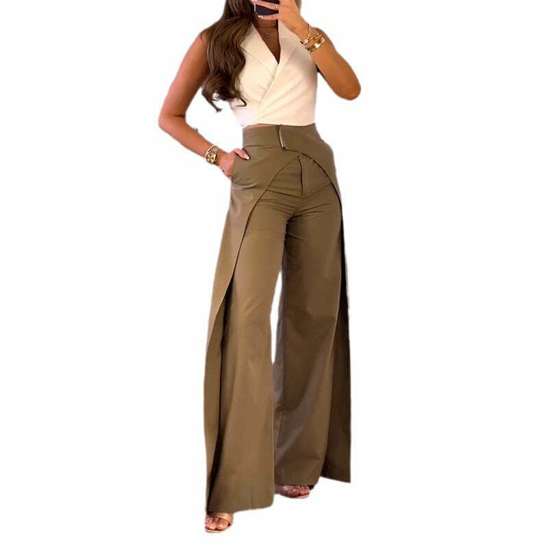 Vintage Green Slim Suit Pants - Y2K Fashion Aesthetic for Women - Coquette Style Grunge Outfits