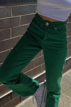Vintage Green Wash Boyfriend Jeans - Y2K Aesthetic Denim - Coquette Grunge Fashion