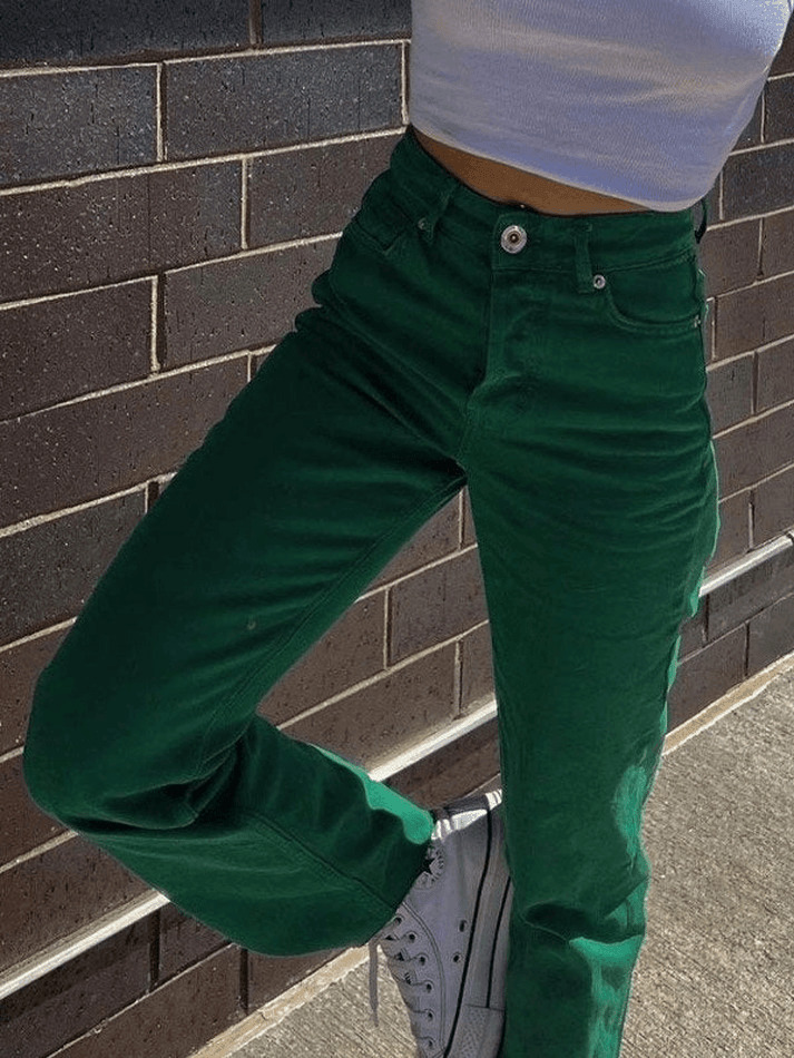 Vintage Green Wash Boyfriend Jeans - Y2K Aesthetic Denim - Coquette Grunge Fashion