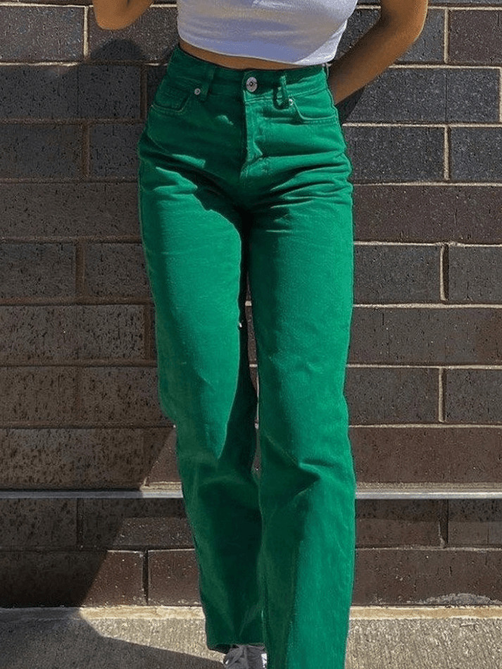 Vintage Green Wash Boyfriend Jeans - Y2K Aesthetic Denim - Coquette Grunge Fashion