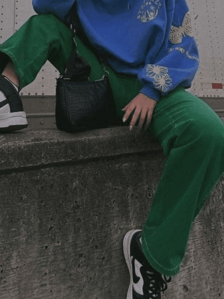 Vintage Green Wash Boyfriend Jeans - Y2K Aesthetic Denim - Coquette Grunge Fashion