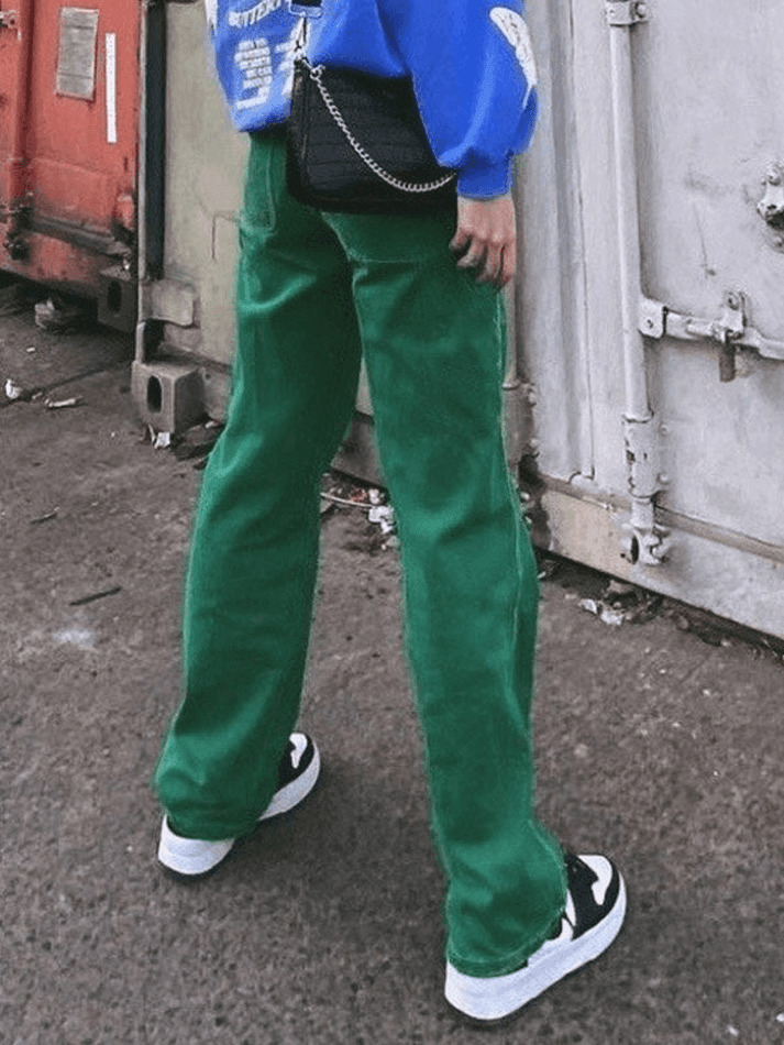 Vintage Green Wash Boyfriend Jeans - Y2K Aesthetic Denim - Coquette Grunge Fashion