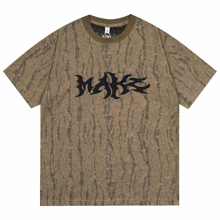 Vintage Grunge Aesthetic Tee with Unique Texture - Y2K Fashion Statement Piece