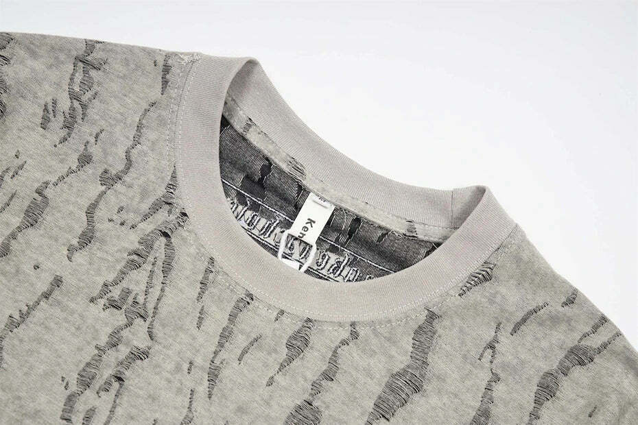 Vintage Grunge Aesthetic Tee with Unique Texture - Y2K Fashion Statement Piece
