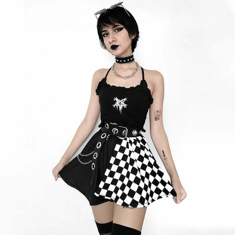 Vintage Grunge High Waist Cargo Skirt for Women - Y2K Aesthetic Outfit