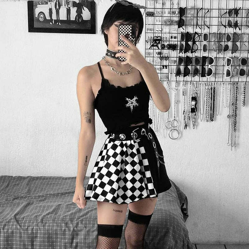 Vintage Grunge High Waist Cargo Skirt for Women - Y2K Aesthetic Outfit