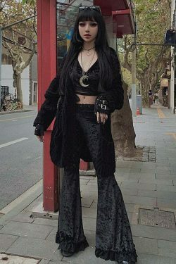 Vintage Grunge High Waist Flare Pants - Y2K Fashion Outfit