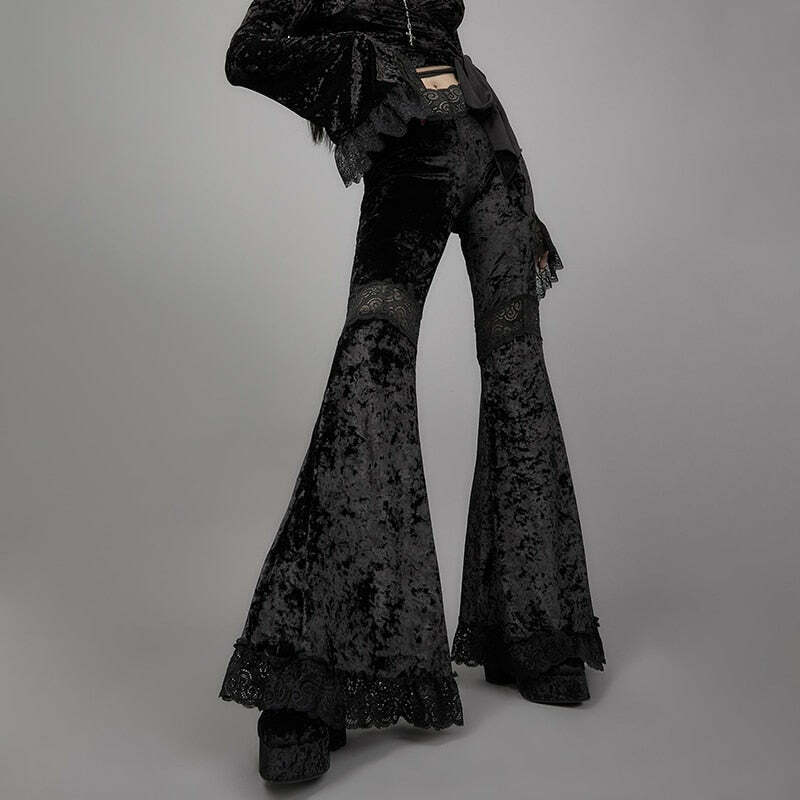 Vintage Grunge High Waist Flare Pants - Y2K Fashion Outfit