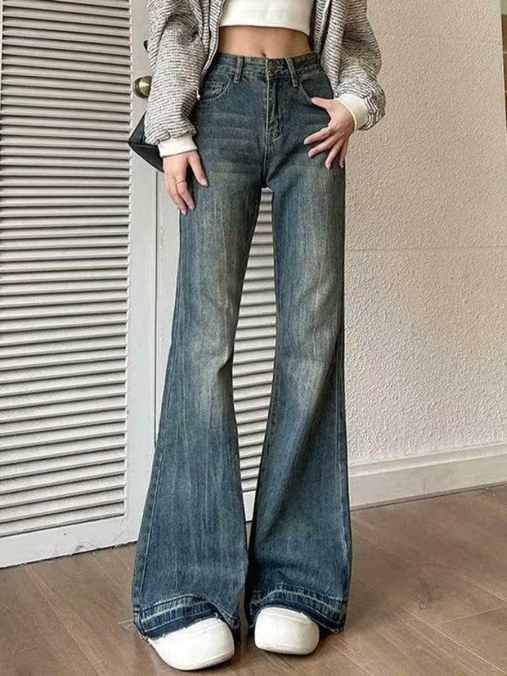 Vintage High Rise Flare Jeans - Y2K Fashion Staple for Retro Aesthetic Looks