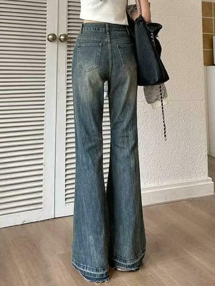 Vintage High Rise Flare Jeans - Y2K Fashion Staple for Retro Aesthetic Looks