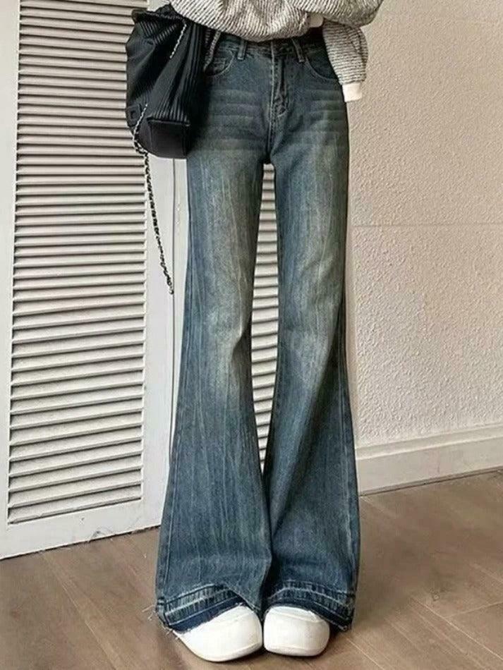 Vintage High Rise Flare Jeans - Y2K Fashion Staple for Retro Aesthetic Looks