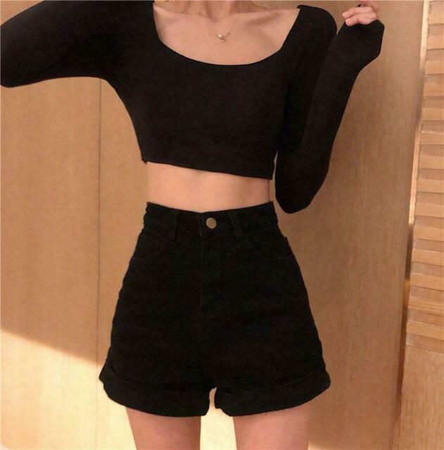 Vintage High Waist Denim Shorts - Retro Y2K Fashion for Women - Coquette Aesthetic Grunge Style
