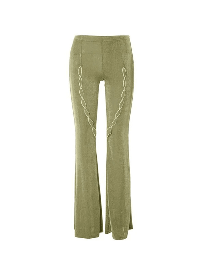 Vintage Hollow Flare Leg Pants - Y2K Fashion Statement with Coquette Aesthetic & Grunge Style