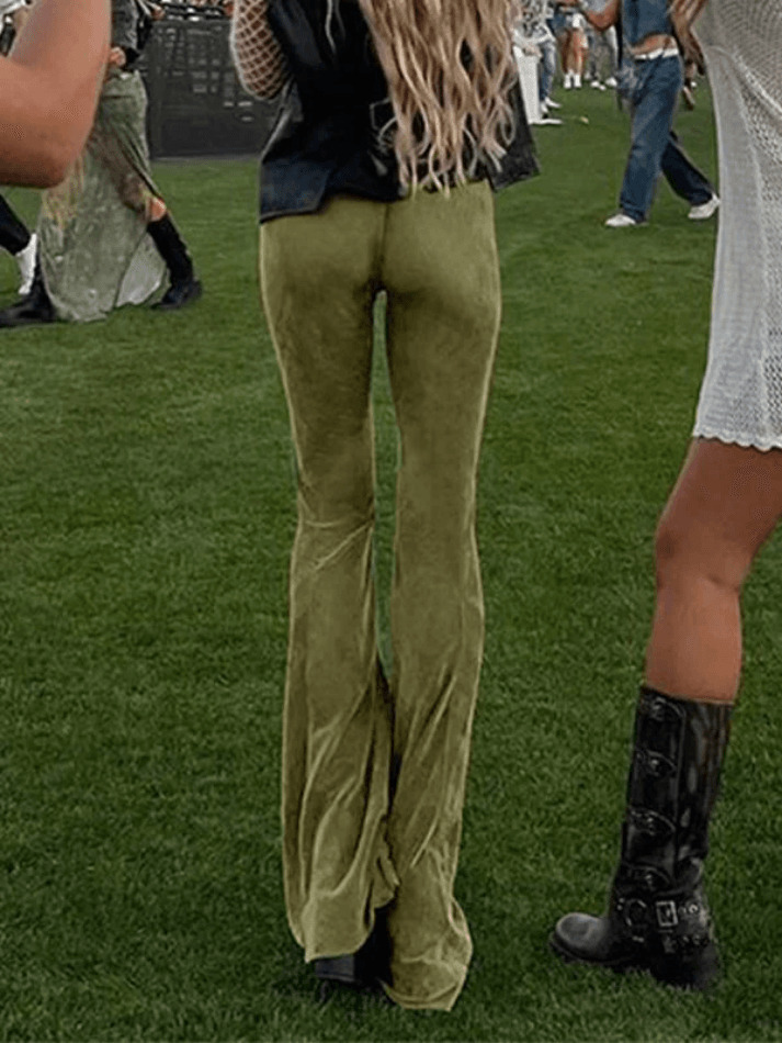 Vintage Hollow Flare Leg Pants - Y2K Fashion Statement with Coquette Aesthetic & Grunge Style
