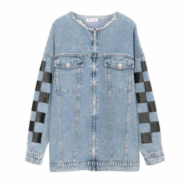 Vintage Indie Aesthetic Zipper Denim Jacket - Y2K Fashion Grunge Style Coquette Outfits