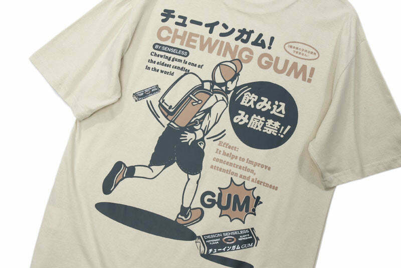 Vintage Japanese Poster Graphic Tee - Y2K Fashion Aesthetic Shirt for Women
