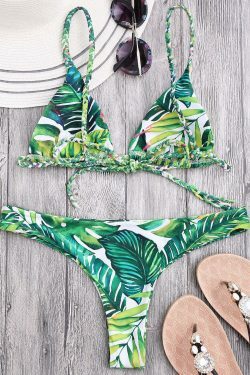 Vintage Lace-Up Bikini Set with Floral Details - Y2K Fashion Swimwear for Women