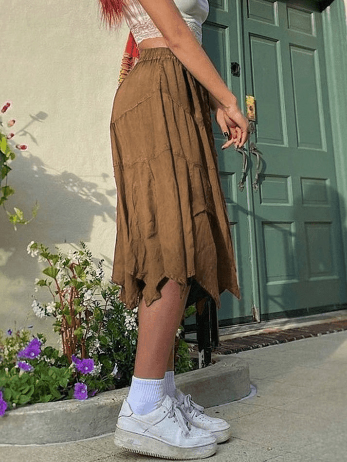 Vintage Lace-Up Midi Skirt: Y2K Fashion with a Coquette Aesthetic Twist