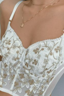 Vintage Lace Embroidery Bustier - Y2K Coquette Grunge Aesthetic Cute Tops Goth